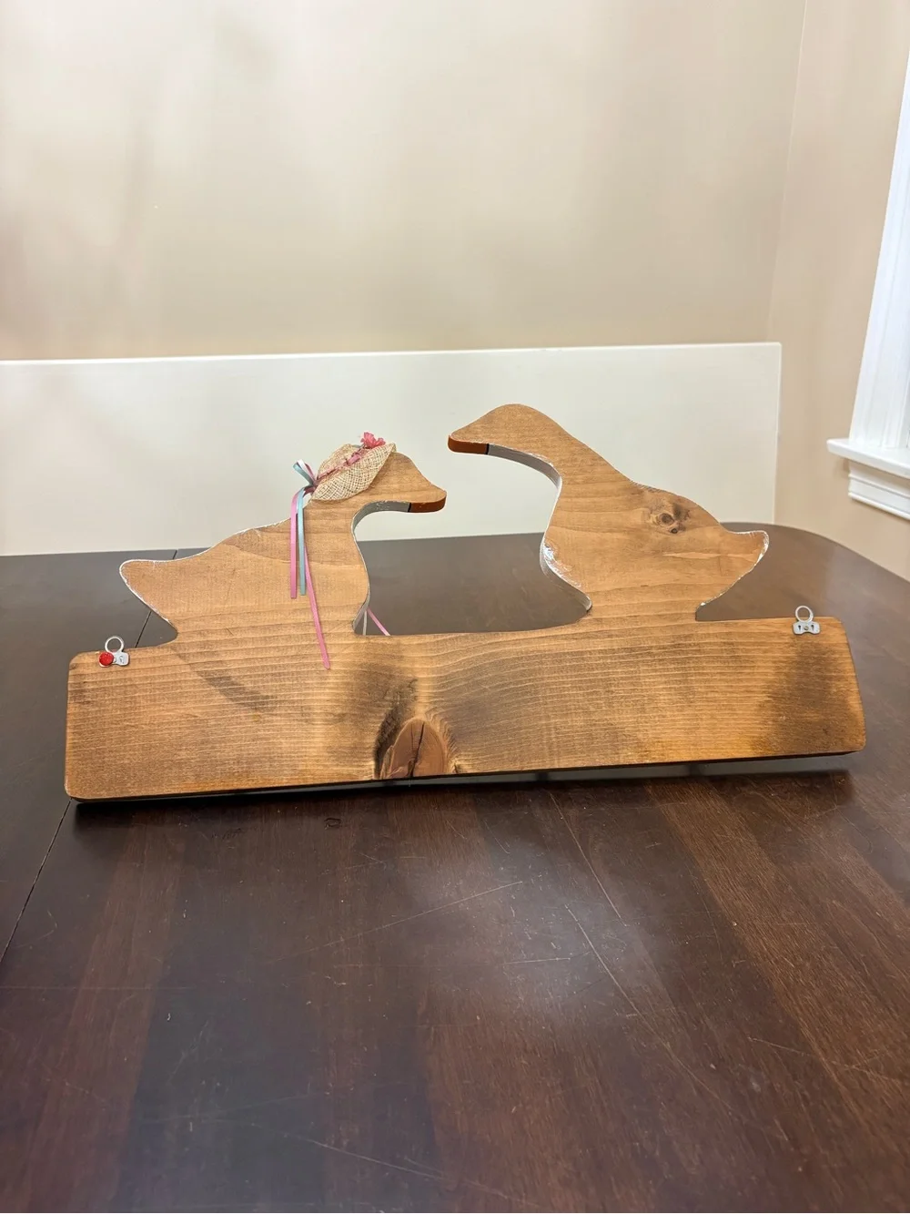 Handpainted Wooden Goose Peg Rack Geese
